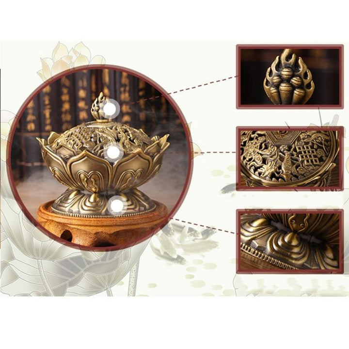 Elegantes Räuchergefäß mit Lotusblume Design aus Zinklegierung, perfekt für spirituelle Praxis & Wohnkultur.