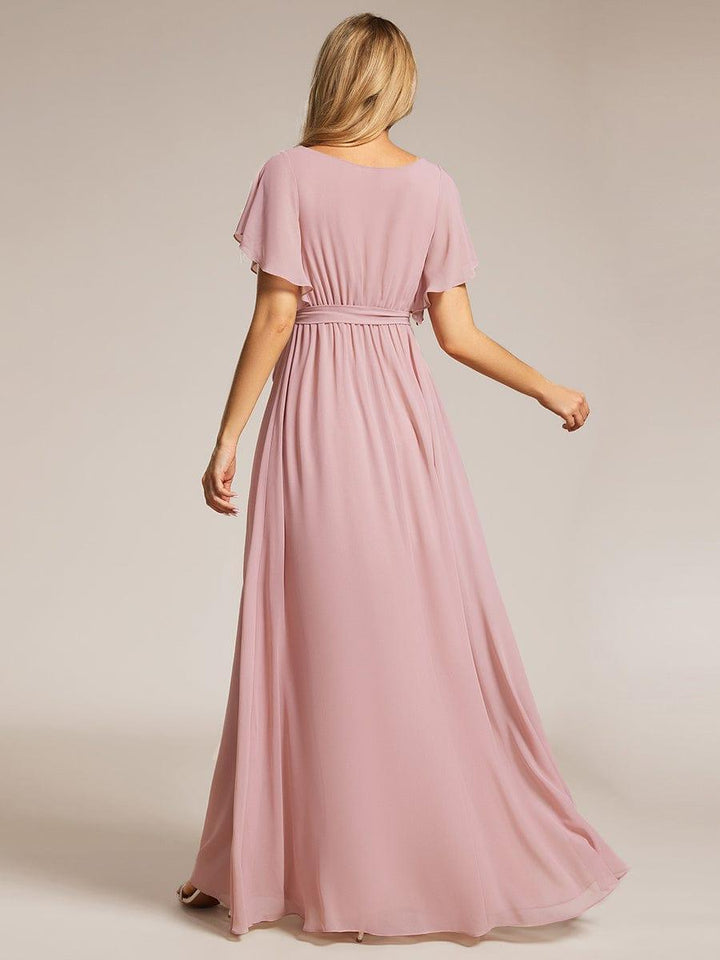 Stilvolles mintgrünes Abendkleid A-Linie mit Flügelärmeln, für festliche Anlässe & Gala.