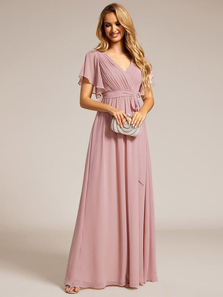 Mintgrünes Damen Maxikleid A-Linie, elegant, V-Ausschnitt, für Hochzeitsgäste & Abendmode.