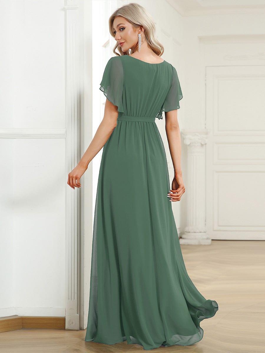 Festliches schwarzes A-Linie Damen Maxikleid, V-Ausschnitt, für Gala & Brautjungfern.