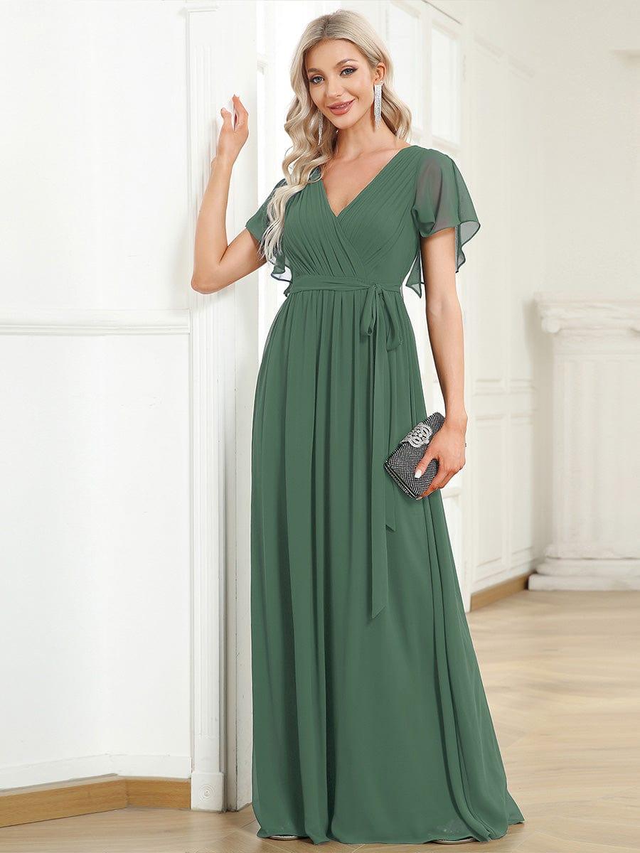 Stilvolles schwarzes Maxikleid A-Linie, V-Ausschnitt, für festliche Anlässe.