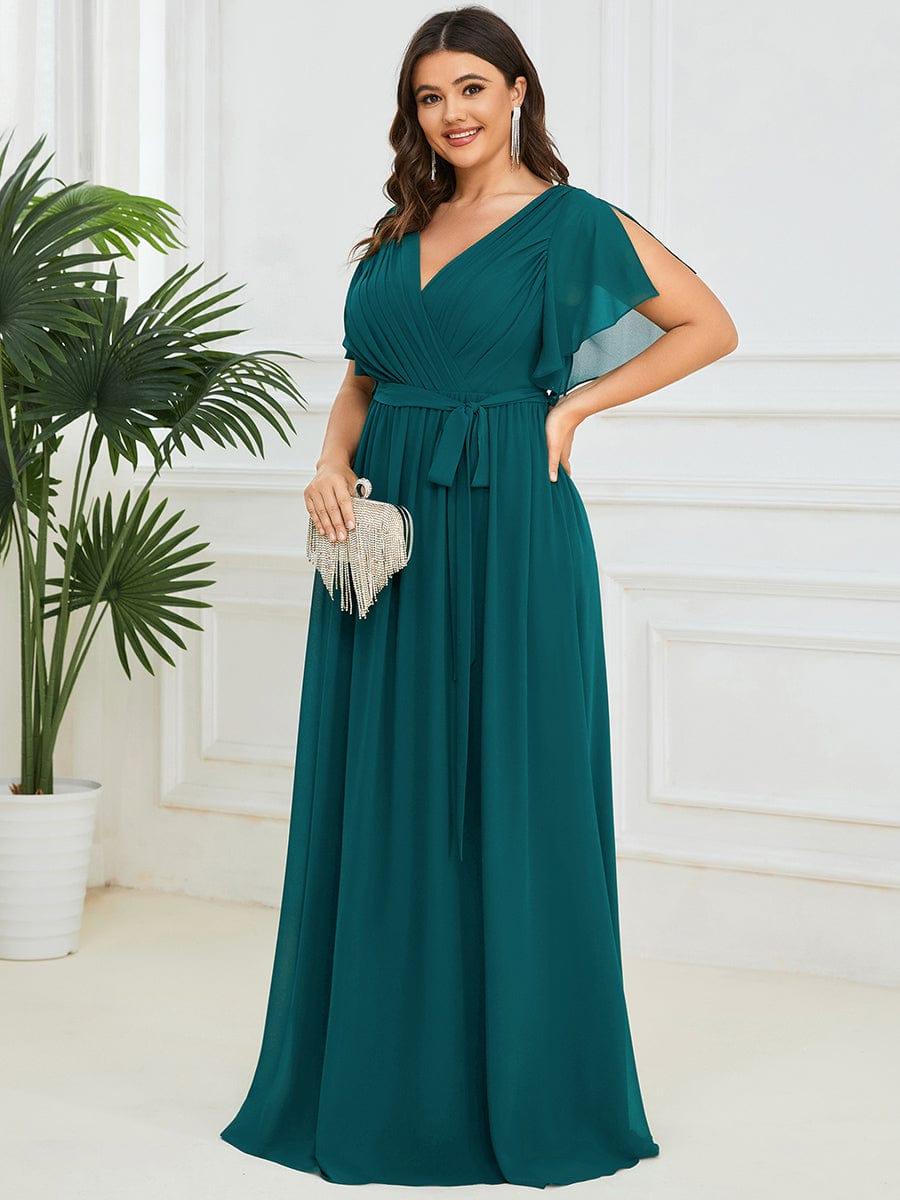 Elegantes schwarzes Brautjungfernkleid, A-Linie, Flügelärmel, perfekt für Hochzeitsgäste.