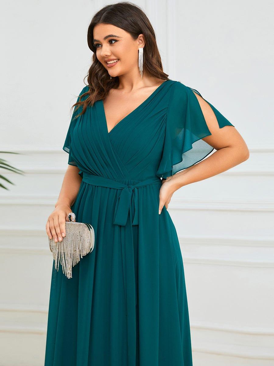 Schwarzes festliches Damenkleid A-Linie, Maxilänge, V-Ausschnitt, für Gala & Abendmode.