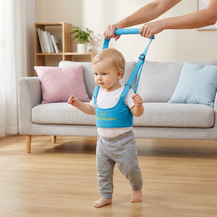 Sichere Lauflernhilfe für Babys: Eltern schätzen den verstellbaren Gurt & die Stabilität beim Laufenlernen.