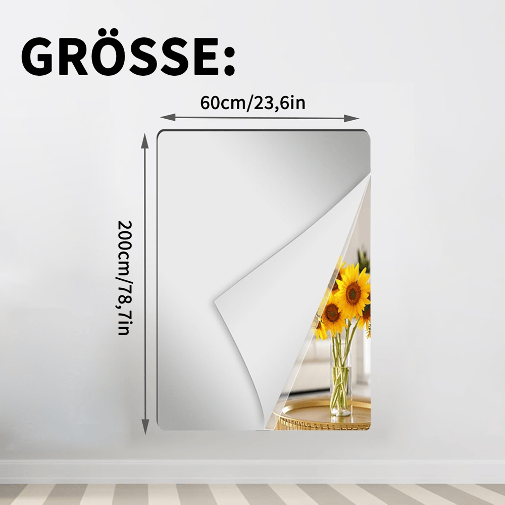 Sicherer selbstklebender Ganzkörperspiegel, flexibel & zuschneidbar, ideal für moderne Heime.