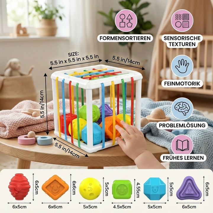 Sortierspiel: Montessori Formenbox aus Holz hilft Kindern Formen zu erkennen & fördert logisches Denken.