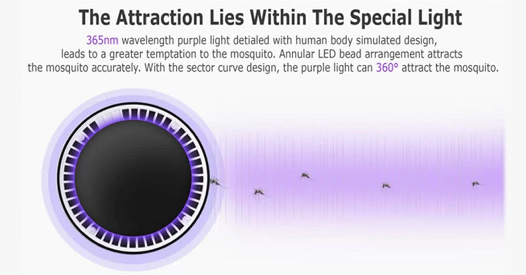 Effektive USB Mückenfalle mit UV-Licht zur Insektenvernichtung für Wohnzimmer & Terrasse, geräuscharm.