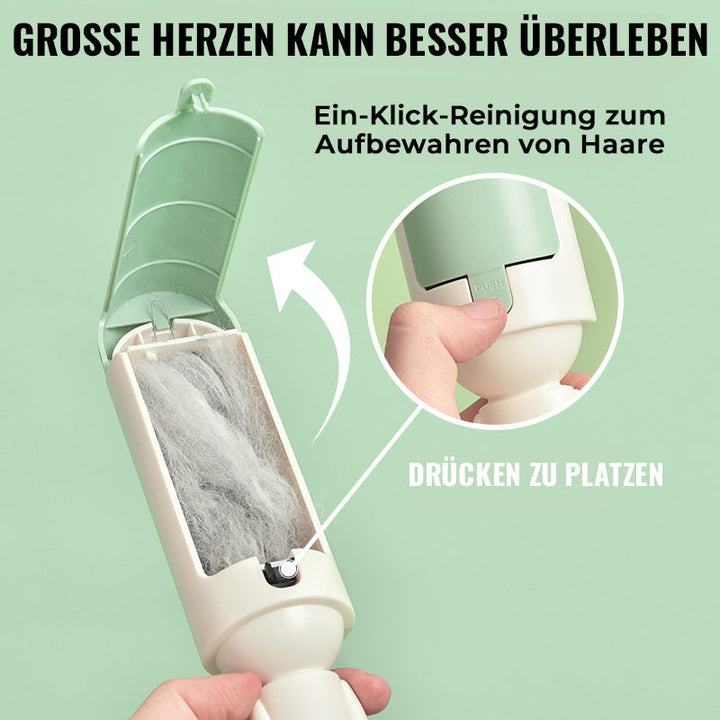 Starke Fusselrolle entfernt schnell Tierhaare, Flusen & Staub. Ideal für Kleidung, Sofa und Autositze.