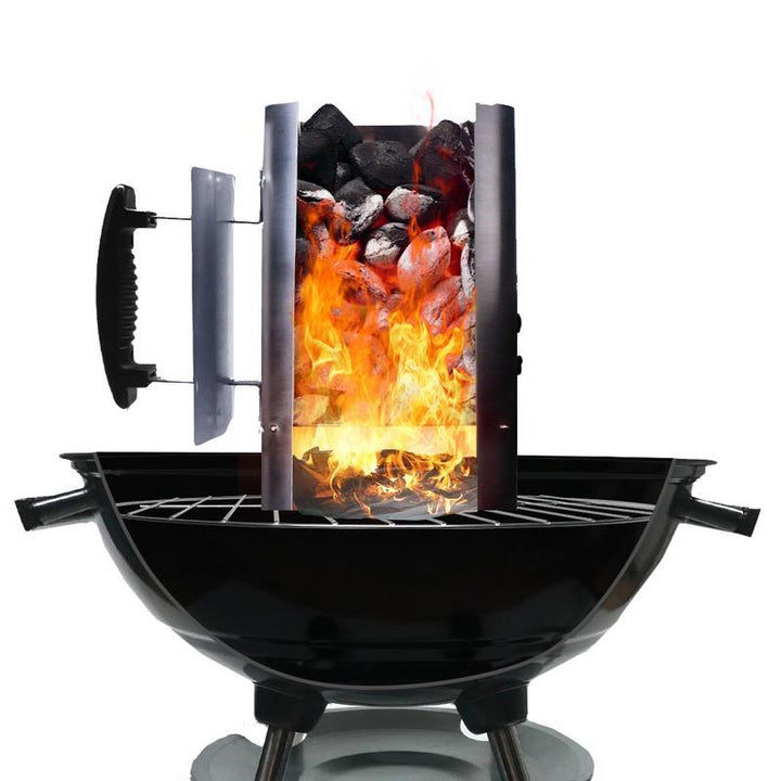 Ergonomischer Kohleanzünder Eimer verzinkt, für müheloses und schnelles Entzünden von Grillkohle am BBQ und Lagerfeuer.