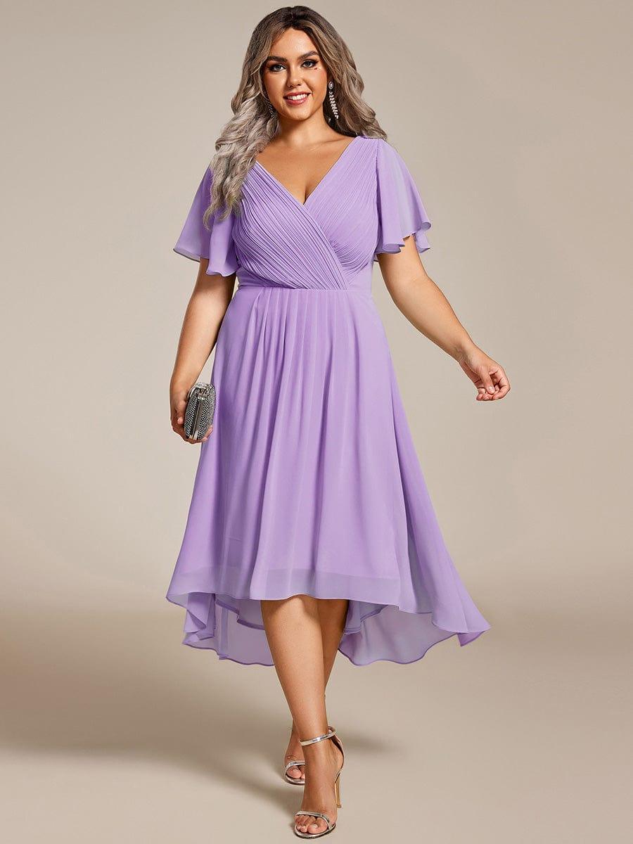 Stilvolles Royalblaues Damen Abendkleid, Vokuhila-Design, A-Linie, Midi-Länge; glamourös für Feste.