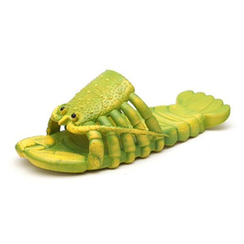 Rote Hummer Hausschuhe, bequem und einzigartig, perfekt für Sommer, Freizeit & Strand.