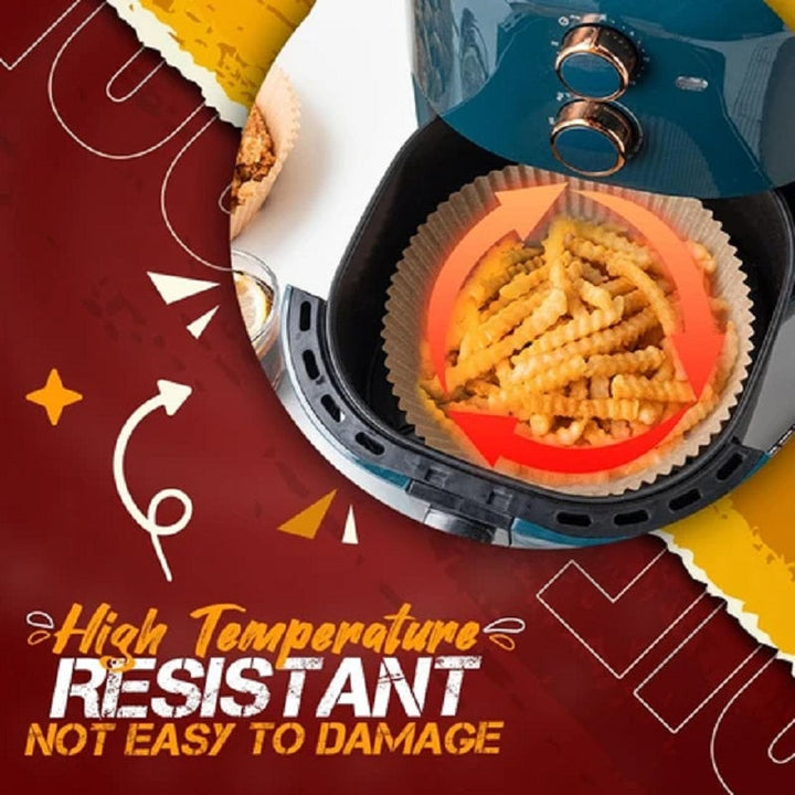 Öl- & wasserfeste Einweg-Papiereinlagen für Heißluftfritteusen. Perfekt für gesundes Kochen.