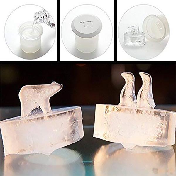 Kreative Eiswürfel in Tierform: Eisbären & Pinguine aus Silikon, perfekt für Drinks und Desserts.