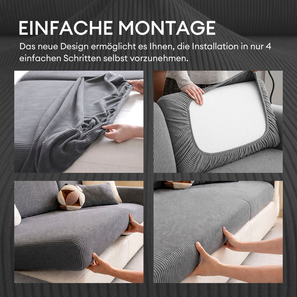 Anpassbarer Cordbezug, leicht anzubringen, erneuert das Aussehen alter Sofas schnell.