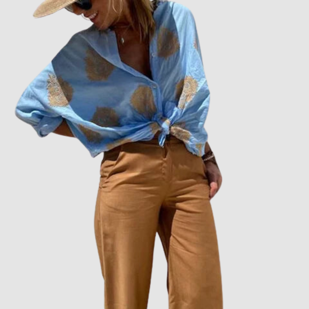 Moderne Business-Bluse für Damen, atmungsaktiv und mit lockerer Passform, optimal für Eleganz und Komfort.