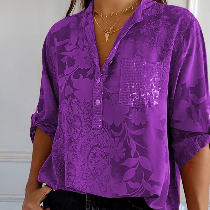 Komfortable, elegante bedruckte Bluse für Damen, ideal für Frühjahr & Sommer, mit praktischer Vordertasche.