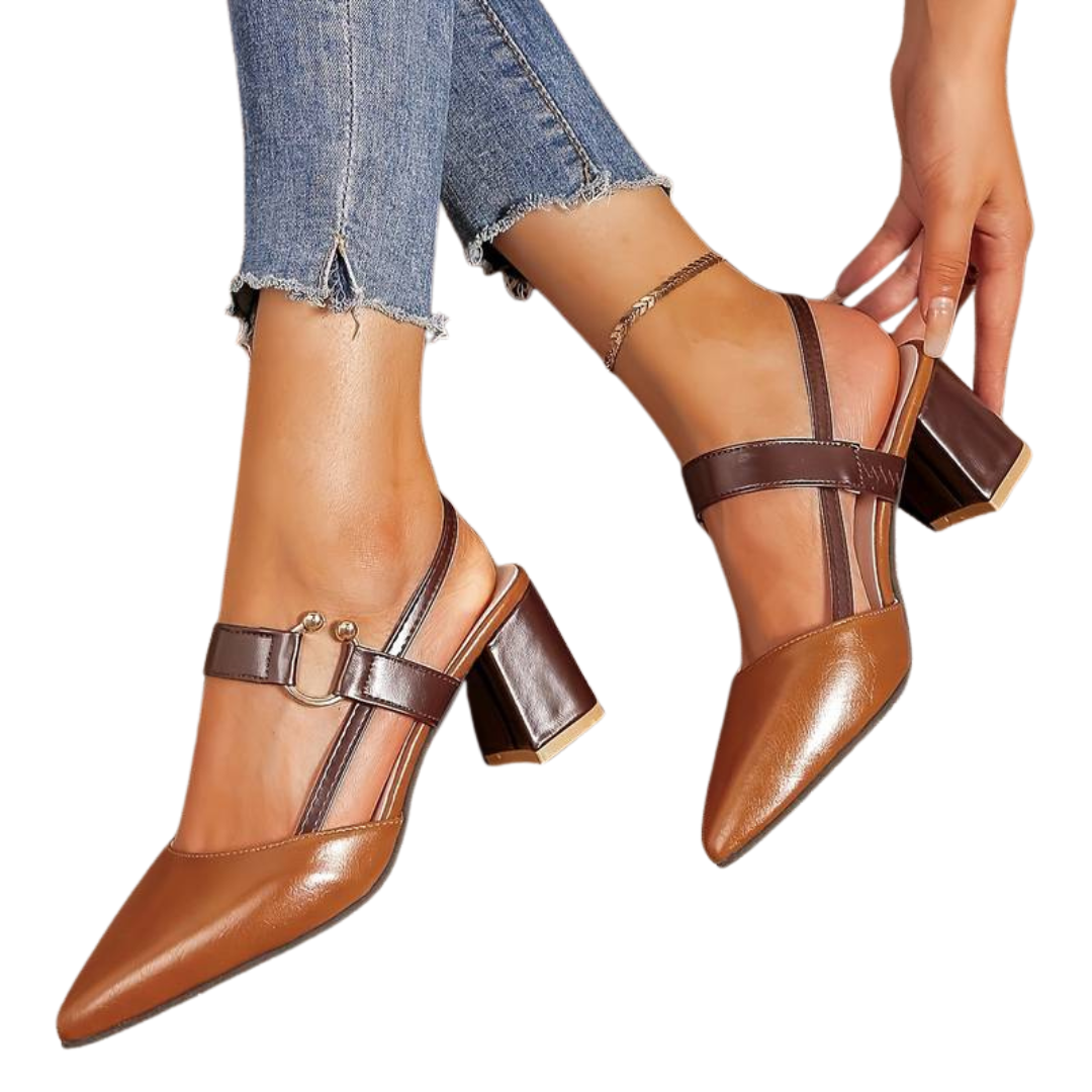 Elegante, bequeme orthopädische Damenschuhe mit Blockabsatz für Büro & Alltag.