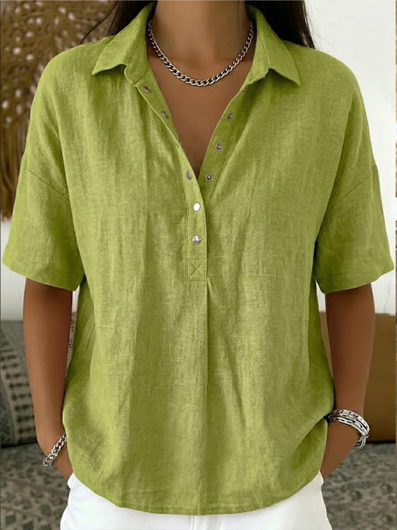 Vielseitige Damen Bluse mit Kragen und Knopfleiste, perfekt für Business Casual und Freizeit. Bequem & schick.