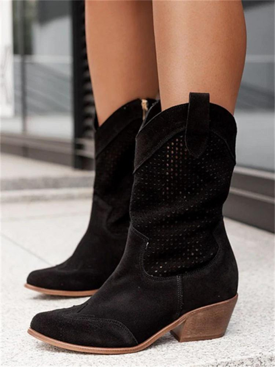 Modische Damen Cowboystiefel in Khaki, klassische Freizeitstiefel für Damen mit unübertroffenem Komfort.