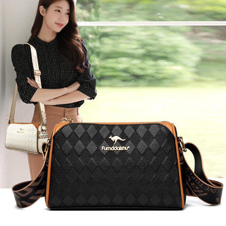 Elegante Damen Crossbody Tasche aus PU-Leder mit Diamantmuster, ideal für den stilvollen Alltag & Organisation.
