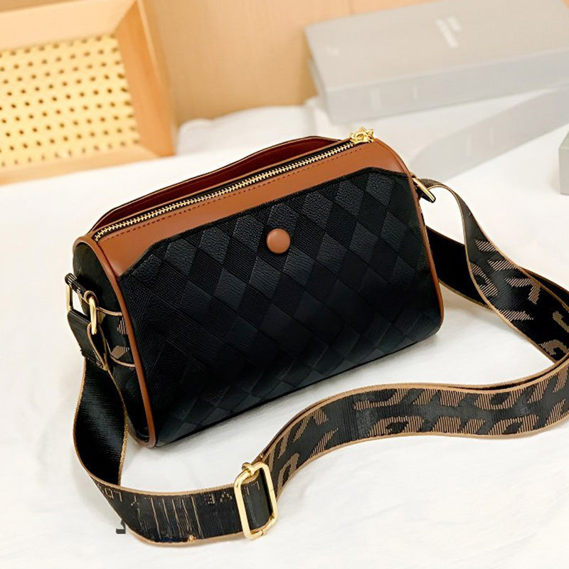 Stilvolle Damen Crossbody Tasche mit Diamantmuster & 3 Fächern, ideal für den Alltag und gute Organisation.