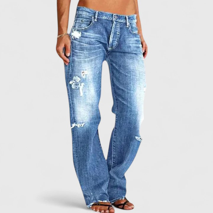 Komfortable Damen Jeans, weites Bein & niedrige Taille. Eine stilvolle und moderne Denim-Hose für den Alltag.
