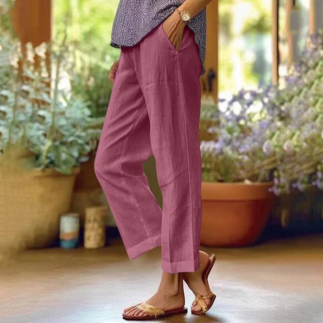 Elegante Damen Küstenbrise Sommerhose, atmungsaktiv & leicht, mit weitem Bein, ideal für Urlaub & Strand.