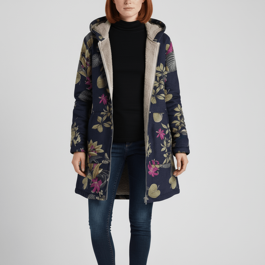 Komfortable & elegante Damenjacke Ella: Tailliert, mit Kapuze & Retro-Design.