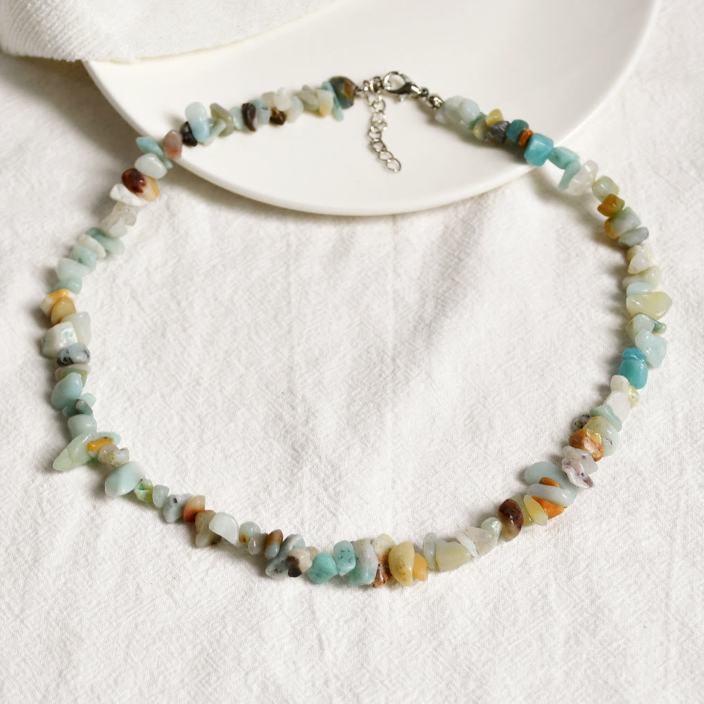 Elegante Damen-Halskette mit poliertem Aventurin; Aventurin-Naturstein, zeitloses Geschenk.
