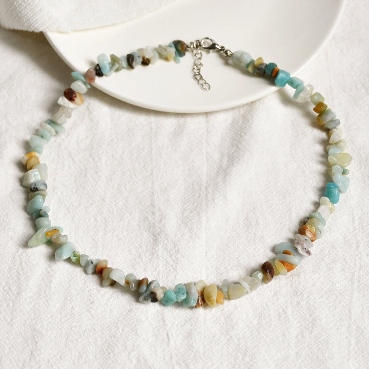 Elegante Damen-Halskette mit poliertem Aventurin; Aventurin-Naturstein, zeitloses Geschenk.