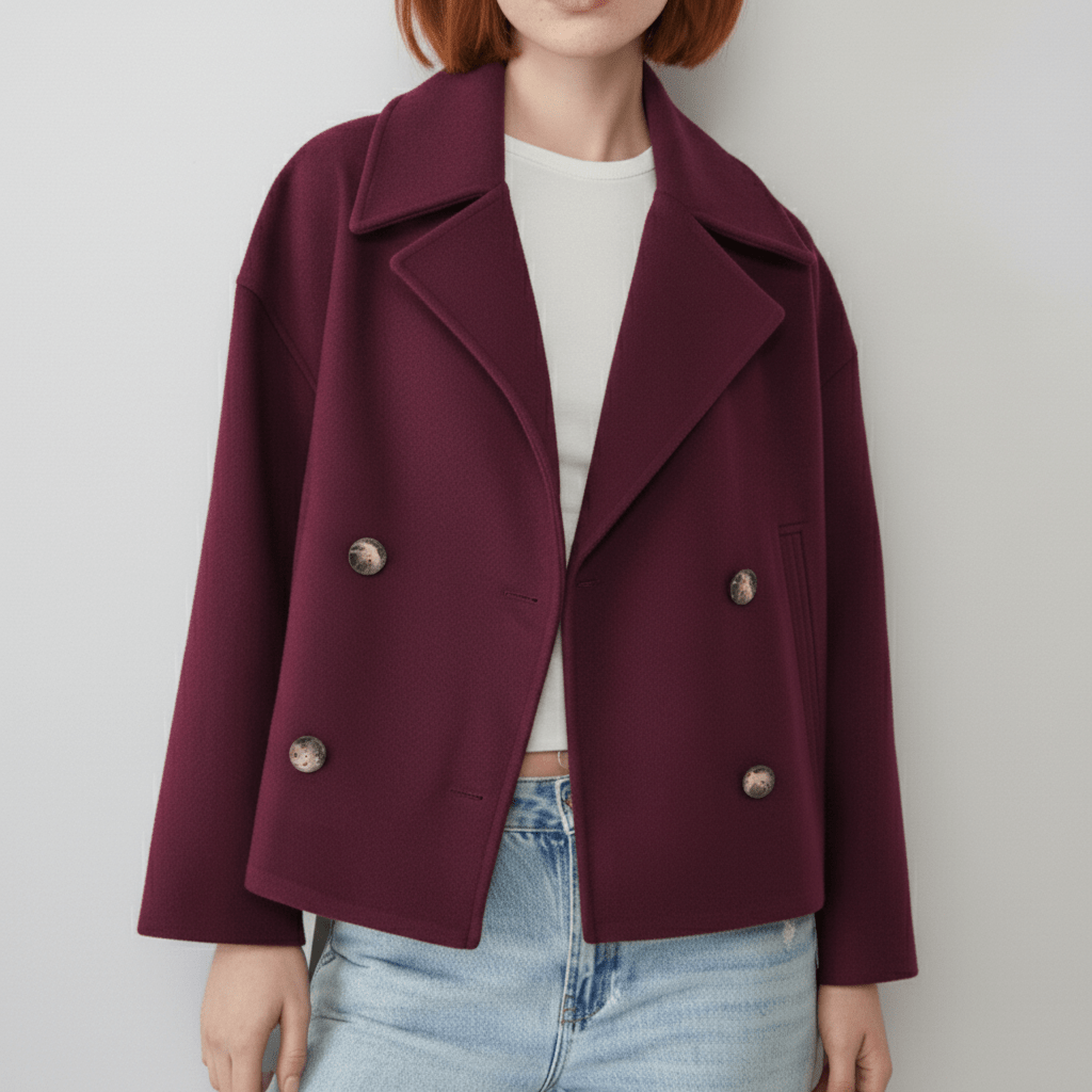 Elegante Damen Kurze Zweireihige Jacke von Jessica, Cropped Blazer für Business & Freizeit.
