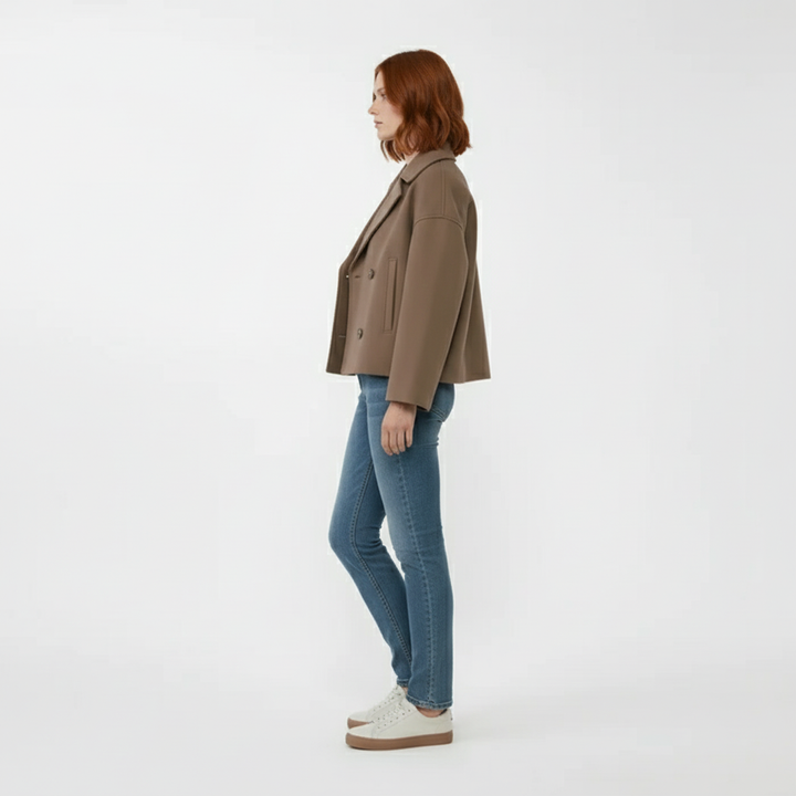 Edle Damen Zweireiher Kurzjacke Jessica, Cropped Blazer, vielseitig kombinierbar.