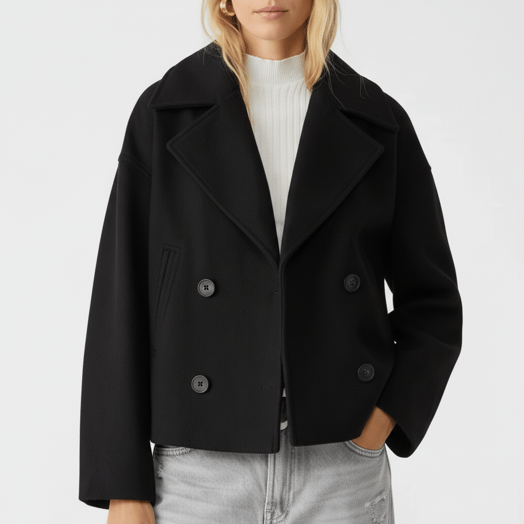 Elegante Damen Jacke Jessica, Zweireihiger Cropped Blazer, perfekt für den Übergang.