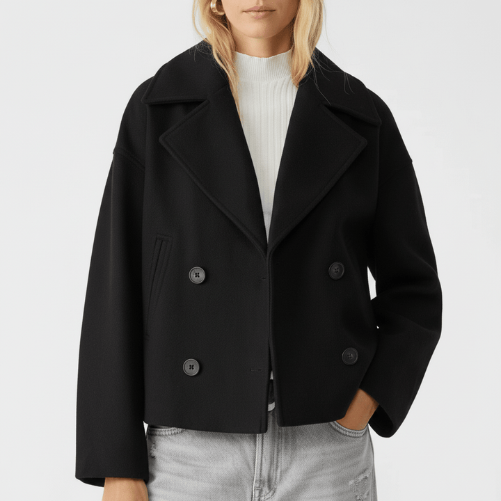 Elegante Damen Jacke Jessica, Zweireihiger Cropped Blazer, perfekt für den Übergang.