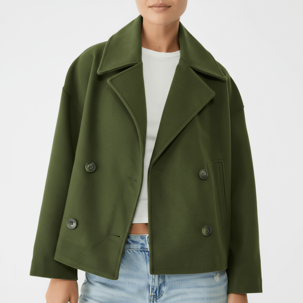 Hochmodische Damen Kurze Zweireihige Jacke Jessica, Eleganter Cropped Blazer, Alltagschic.