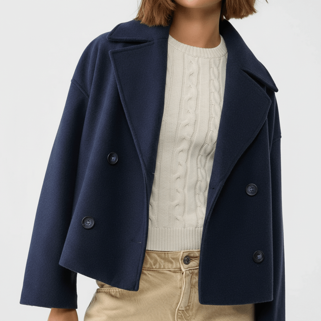 Professionelle Damen Cropped Jacke Jessica, Zweireihiger Blazer, ideal für das Büro.