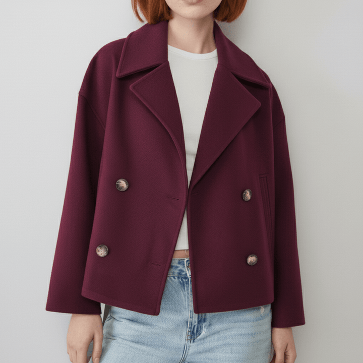 Lässige Eleganz mit Damen Kurzjacke Jessica, Zweireihiger Cropped Blazer, Freizeit & Business.