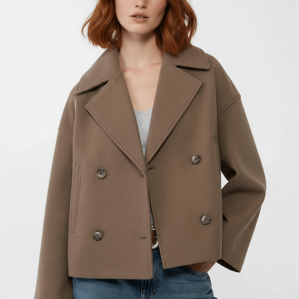 Damen Kurze Zweireihige Jacke Jessica, Cropped Blazer, perfekt für einen stilvollen Auftritt.