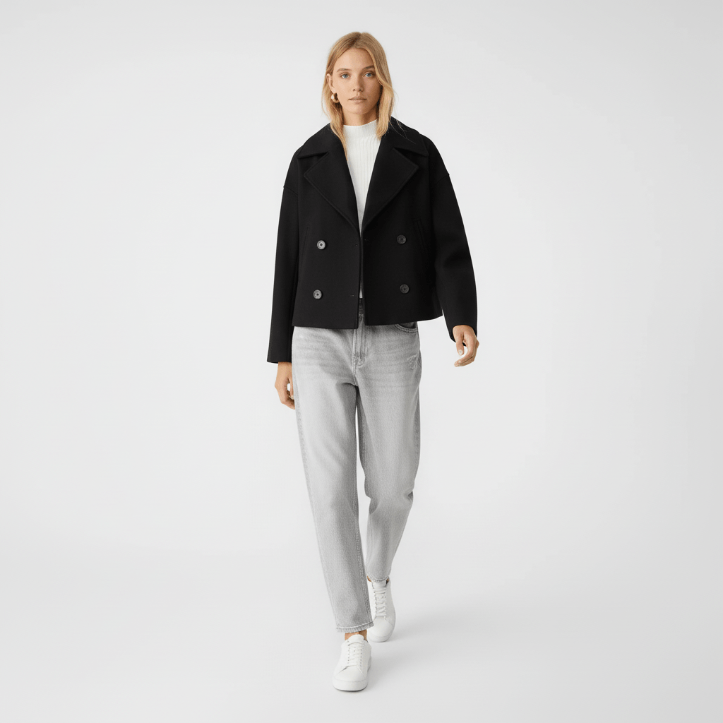 Stilvolle Damen Zweireiher Kurzjacke, Jessica Cropped Blazer, ideal für einen eleganten Look.