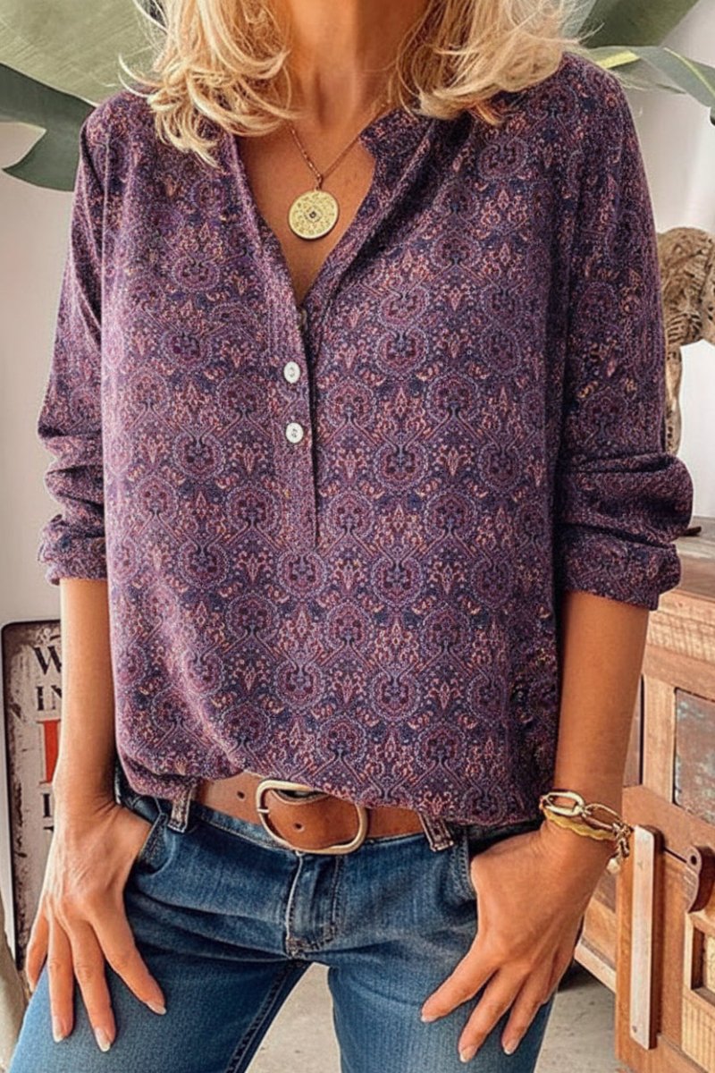 Ruby Langarmbluse Damen, locker und elegant. Vintage-Look, ideal für vielseitige Business- & Freizeitoutfits.
