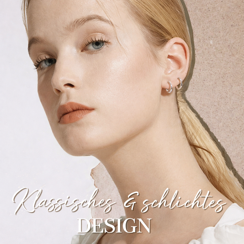 Stilvolle Damen Ohrringe ohne Piercing am Ohr einer Frau, goldene Variante, für einen eleganten Alltags-Look.