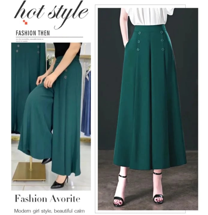 Vielseitige Damen Plissee Hose. Eleganter, weiter Schnitt, perfekt als bequeme Sommerhose für Büro, Freizeit & Urlaub.