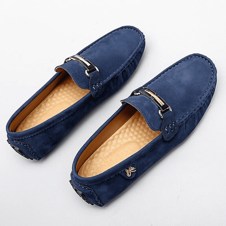 Edle blaue Damen Loafers. Premium Komfortschuhe & elegante Slipper, ideal für stilvolle Auftritte.