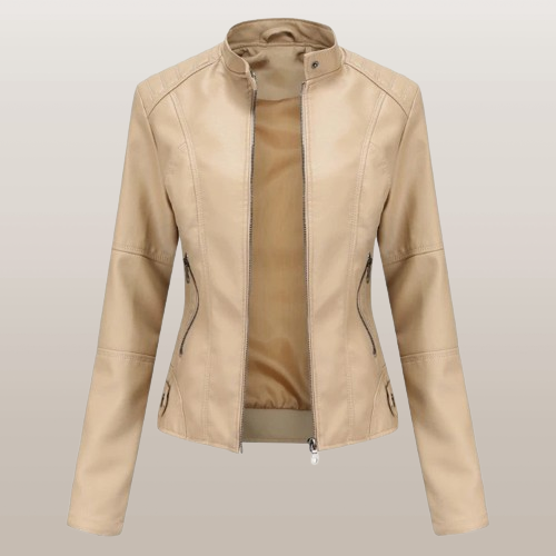 Moderne, feminine Damen Reißverschluss Jacke. Tailliert geschnitten, ideal für modebewusste Frauen zu jedem Anlass.