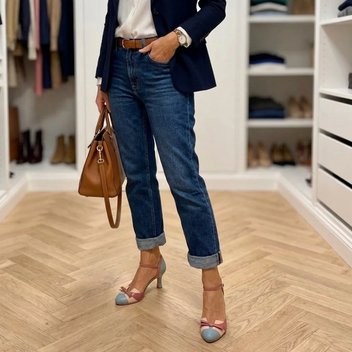 Damen Retro-Absatzsandalen mit orthopädischem Komfort in Puderblau. Elegante, verstellbare Schuhe für Sommer & Alltag.