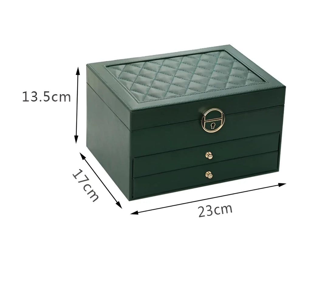 Luxuriöse PU-Leder Schmuckaufbewahrung für Damen. Mehrschichtiger Organizer für wertvollen Schmuck.