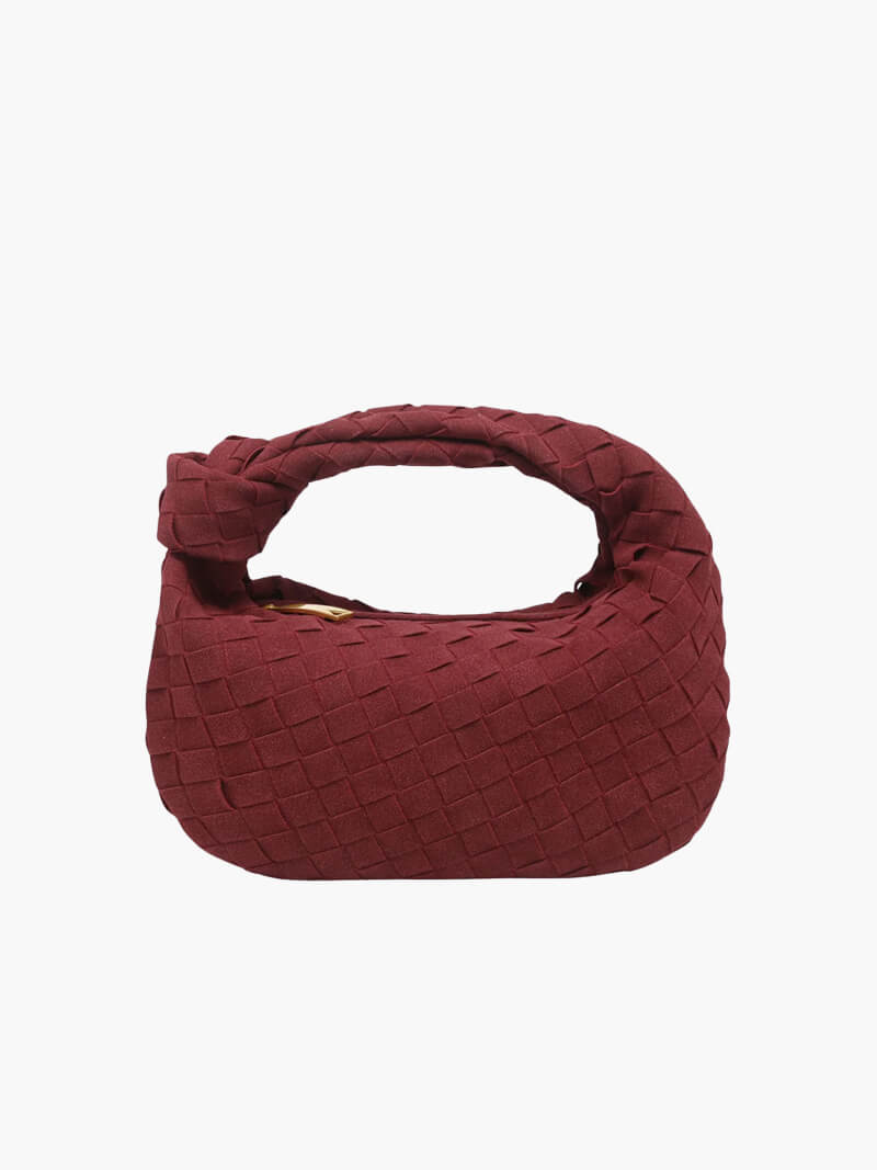 Damen Fashion Umhängetasche: Elegant, in veganer Wildlederoptik, mit modischem Knotendesign.
