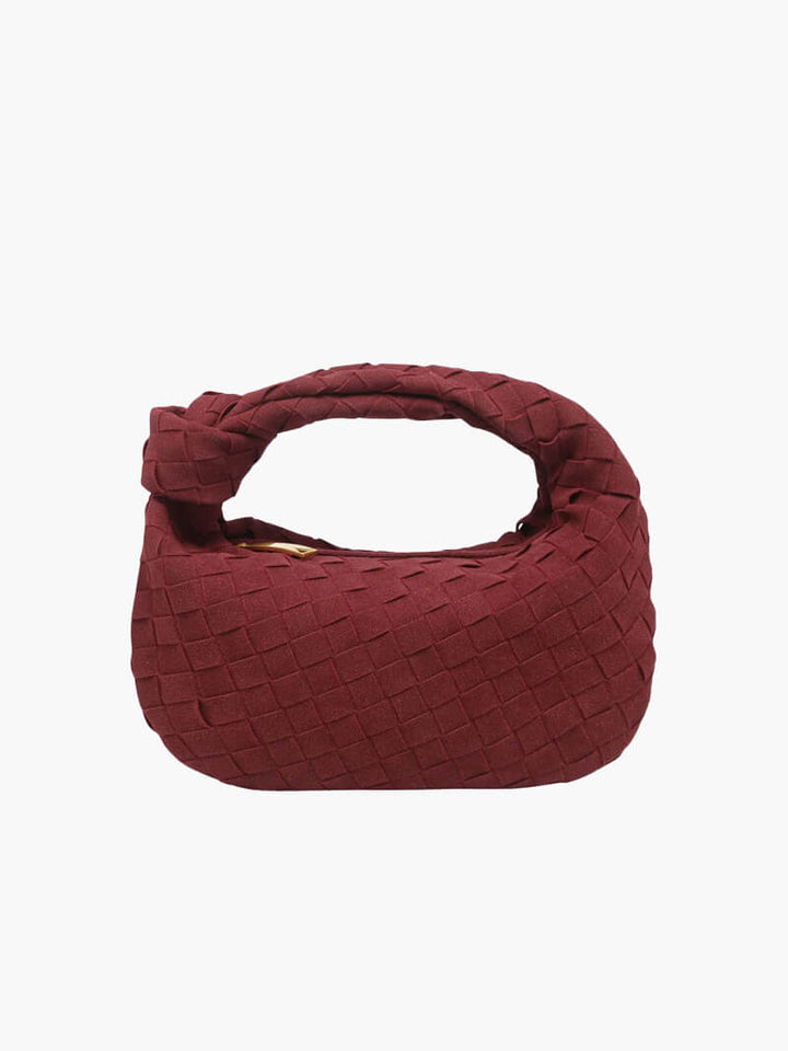 Damen Fashion Umhängetasche: Elegant, in veganer Wildlederoptik, mit modischem Knotendesign.