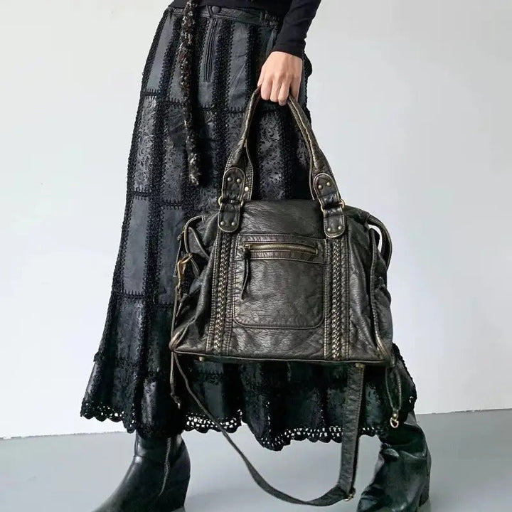 Elegante Damen Vintage Leder Handtasche Marisol, braun, im klassischen Stil für stilvolle Auftritte.