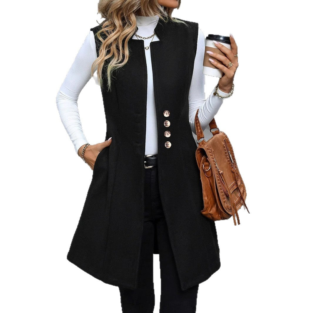 Damen Elegante Weste, ideal für Büro und Freizeit, mit schönen Knopfdetails; ein Must-have Oberteil.